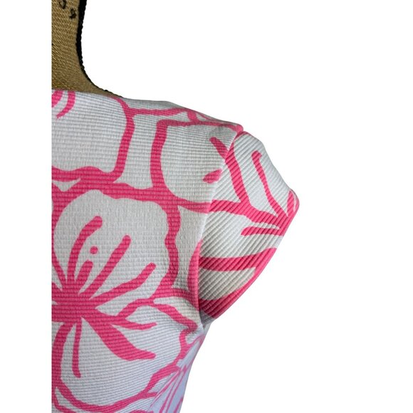 Lilly Pulitzer Dress XS Bella Pink & White Floral Beachy Classy Cap Sleeve - Picture 5 of 9